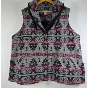 Duluth Trading Women's Sz 2XL Aztec Festivest Sherpa Collar Vest Quilt Lining